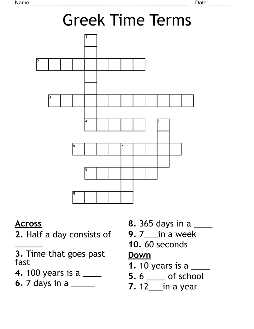 Greek Time Terms Crossword