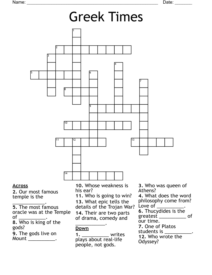Greek Times Crossword