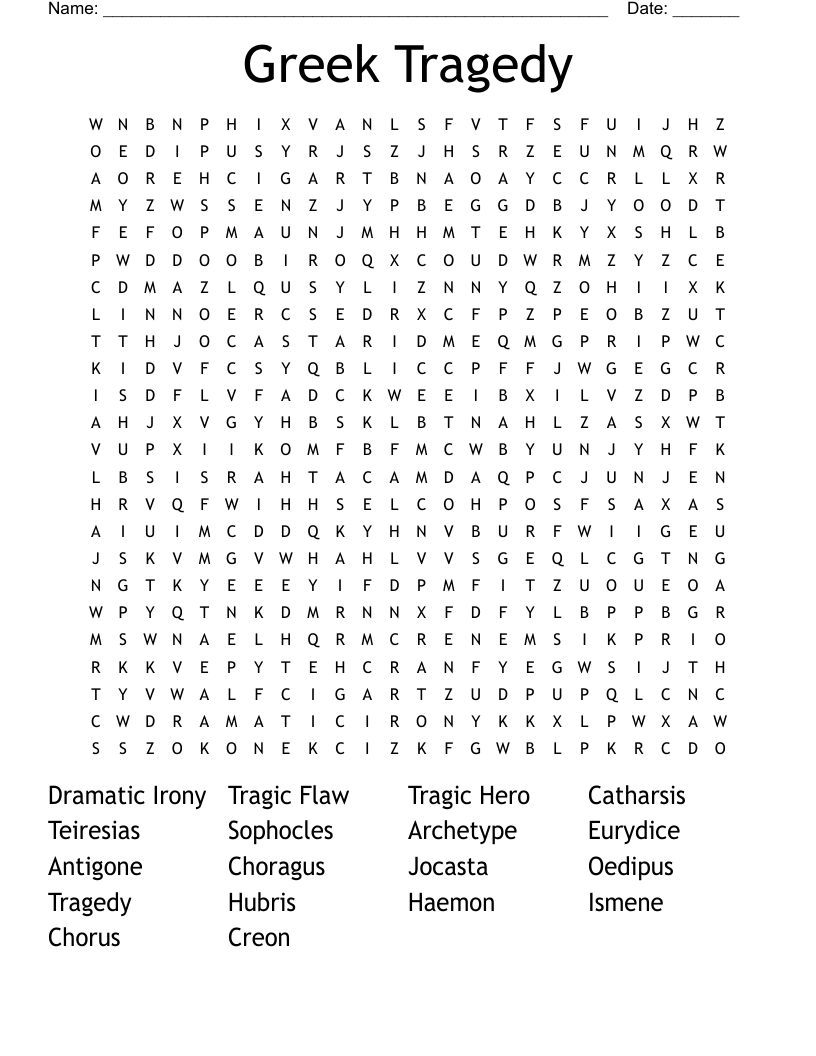 Greek Tragedy Word Search