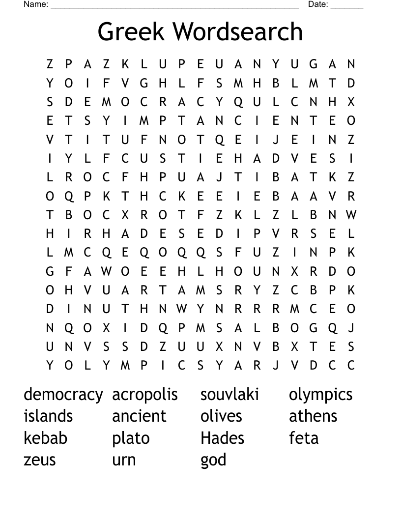 Greek Wordsearch