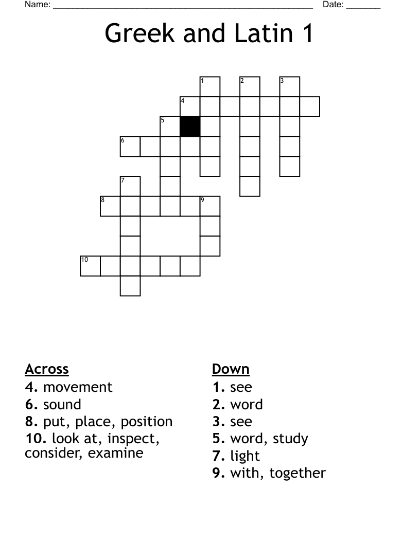 Greek and Latin 1 Crossword