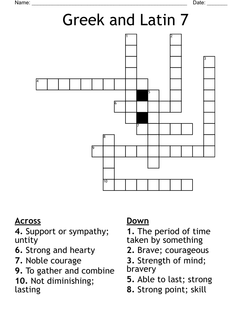 Greek and Latin 7 Crossword