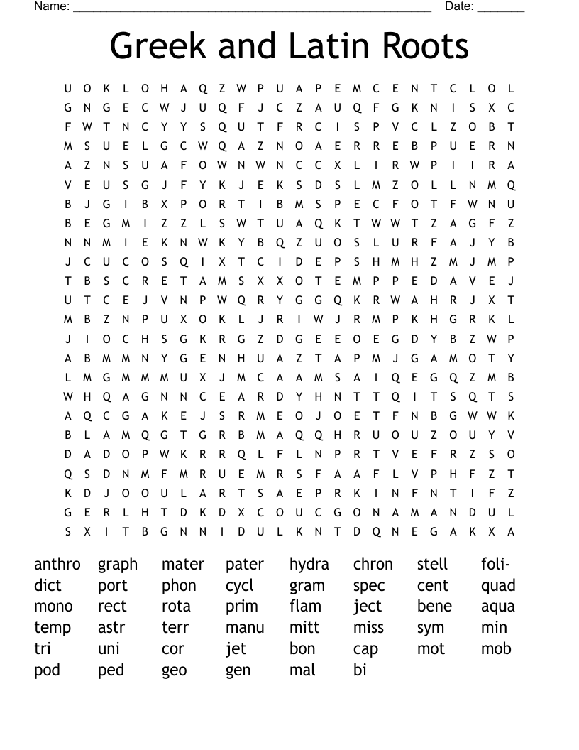 Greek and Latin Roots Word Search