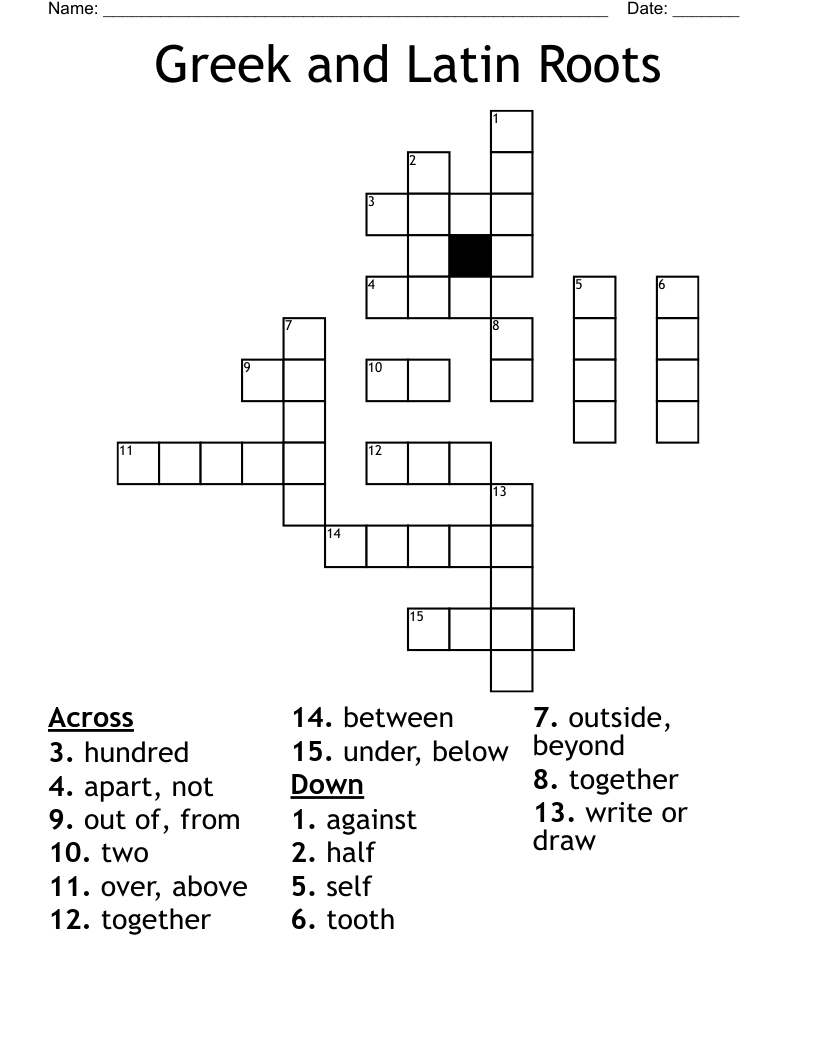 Greek and Latin Roots Crossword