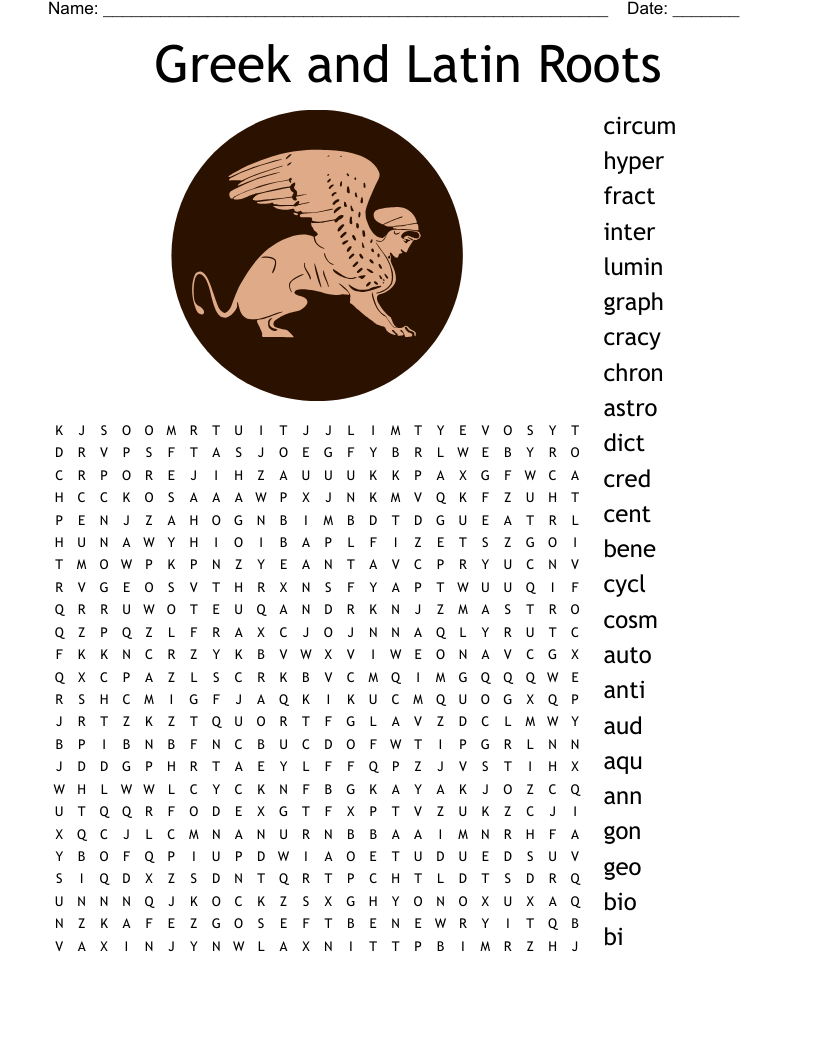 Greek and Latin Roots Word Search