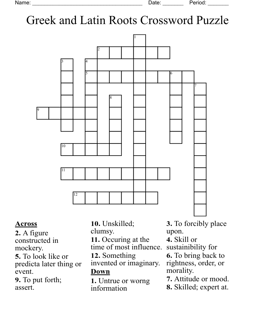 Greek and Latin Roots Crossword Puzzle