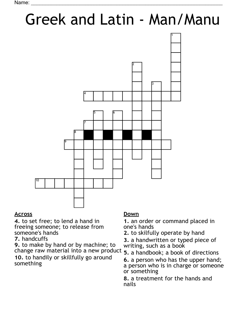 Greek and Latin - Man/Manu Crossword