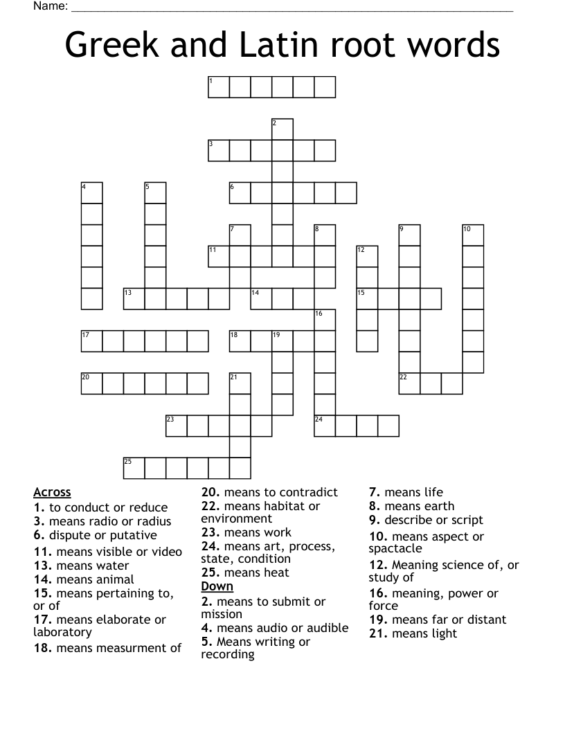Greek and Latin root words Crossword