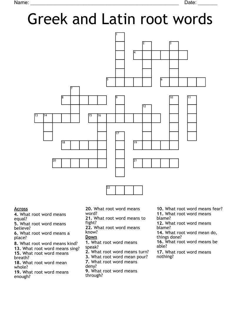 Greek and Latin root words Crossword