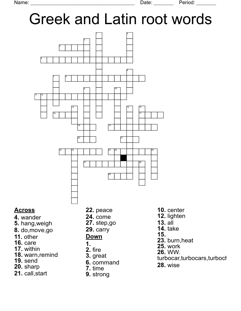 Greek and Latin root words Crossword