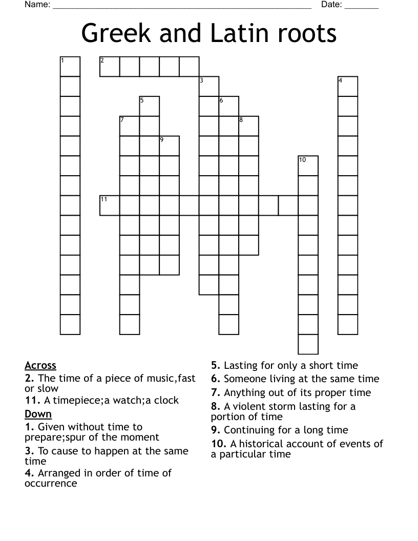 Greek and Latin roots Crossword