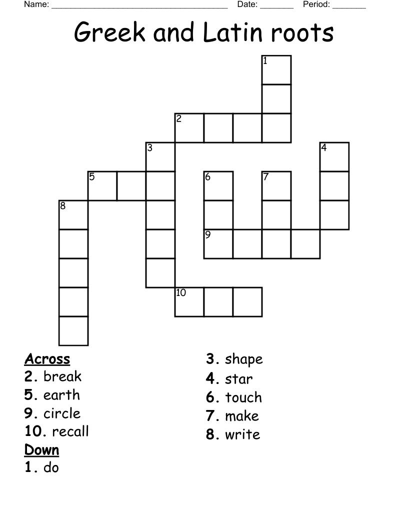 Greek and Latin roots Crossword