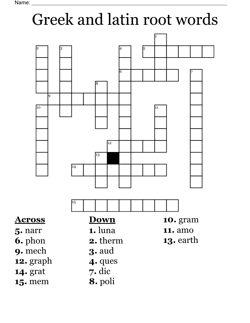Greek and latin root words Crossword