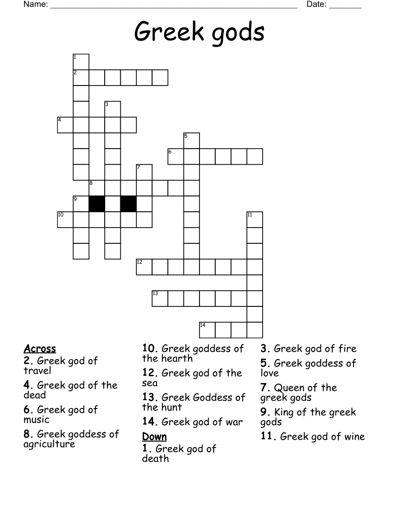 Greek gods Crossword