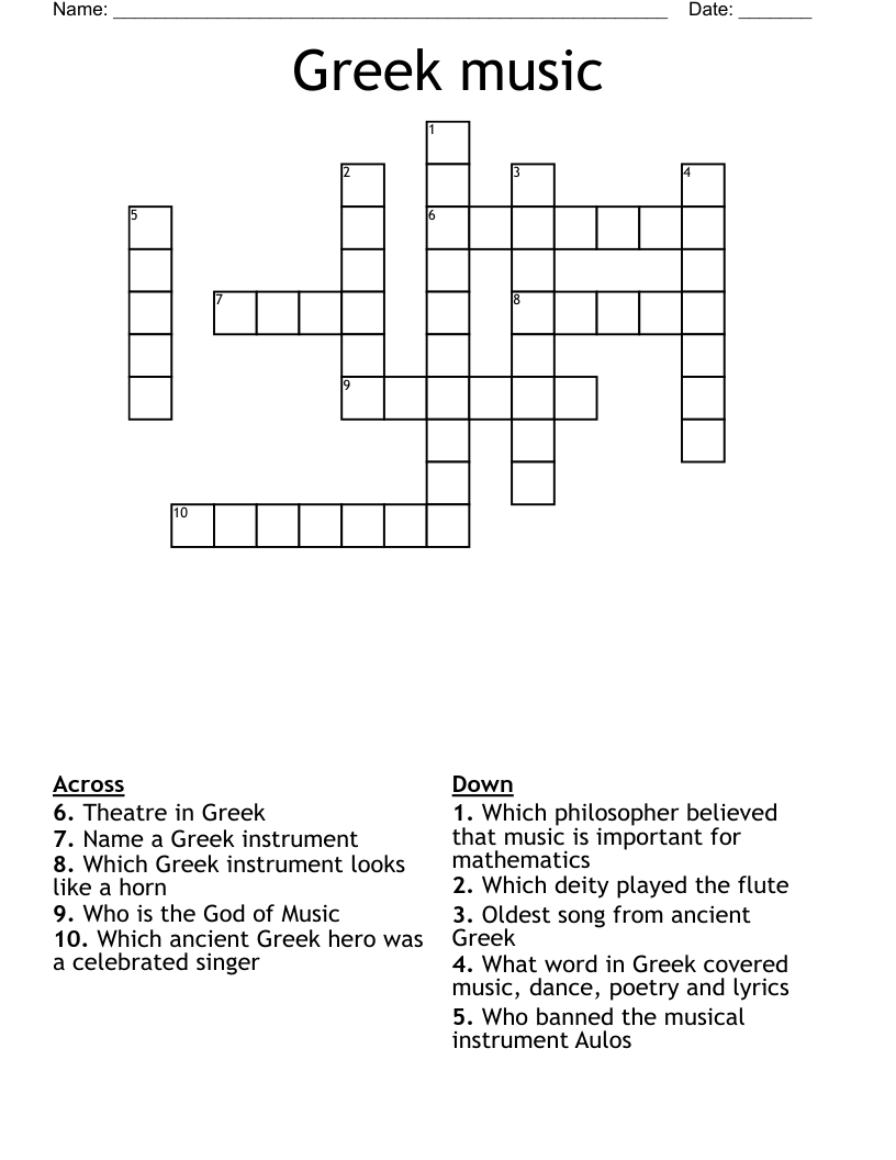 Greek music Crossword