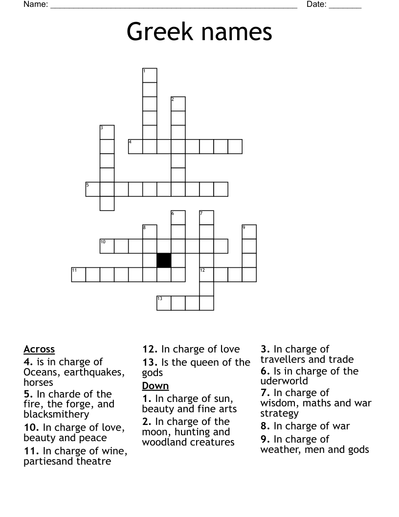 Greek names Crossword
