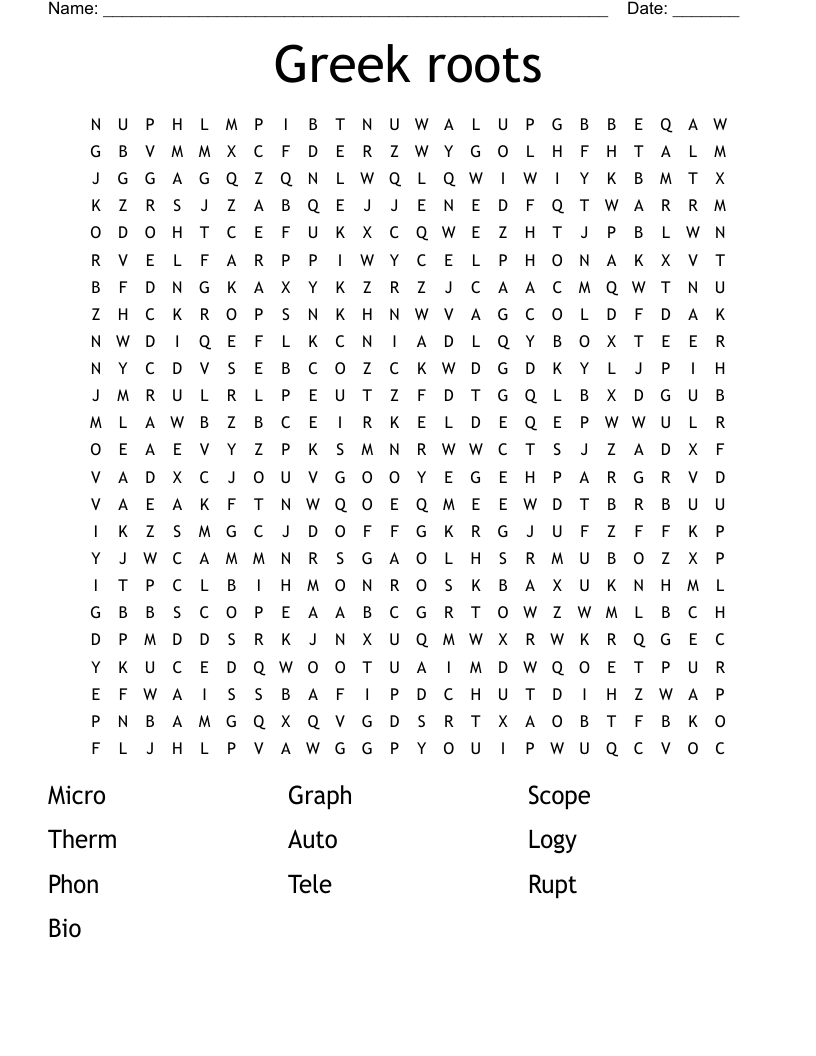Greek roots Word Search