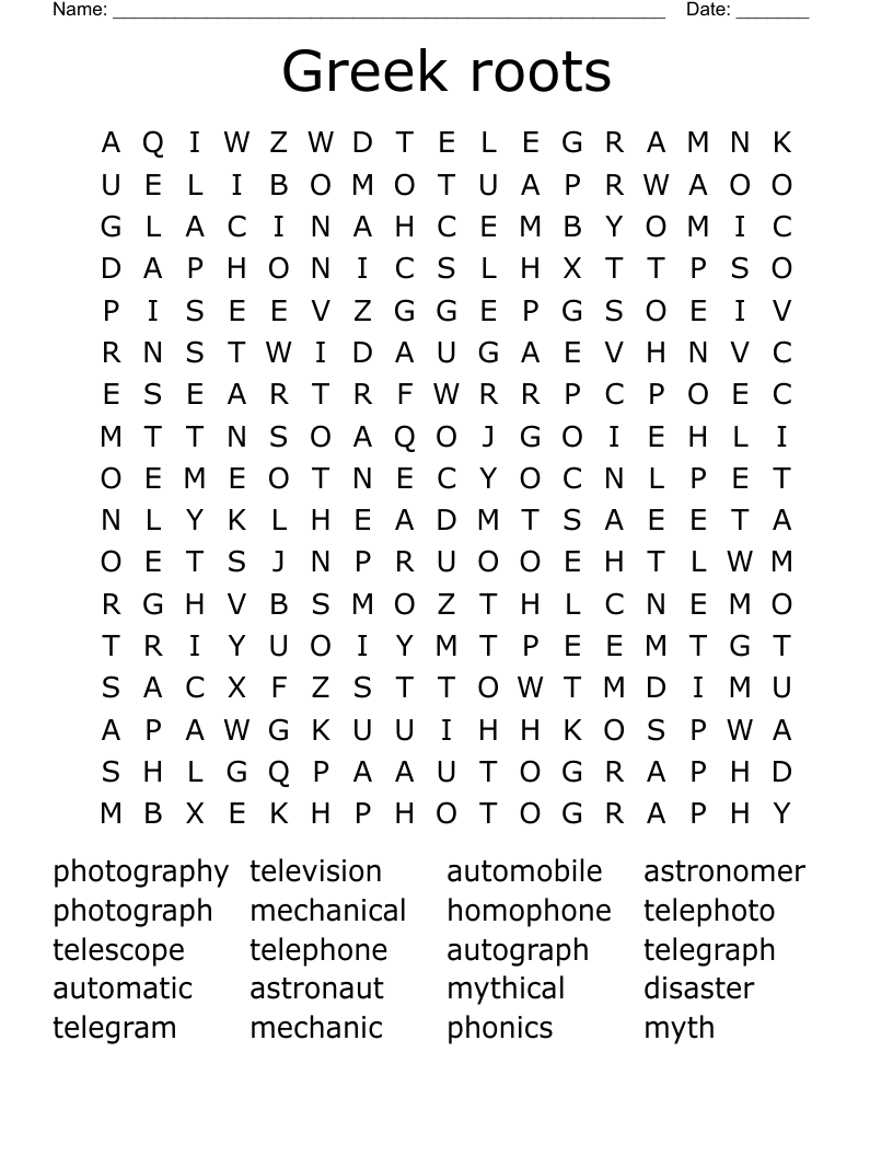 Greek roots Word Search