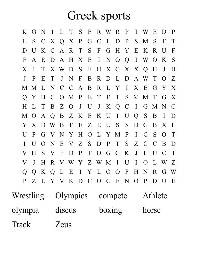 Greek sports Word Search