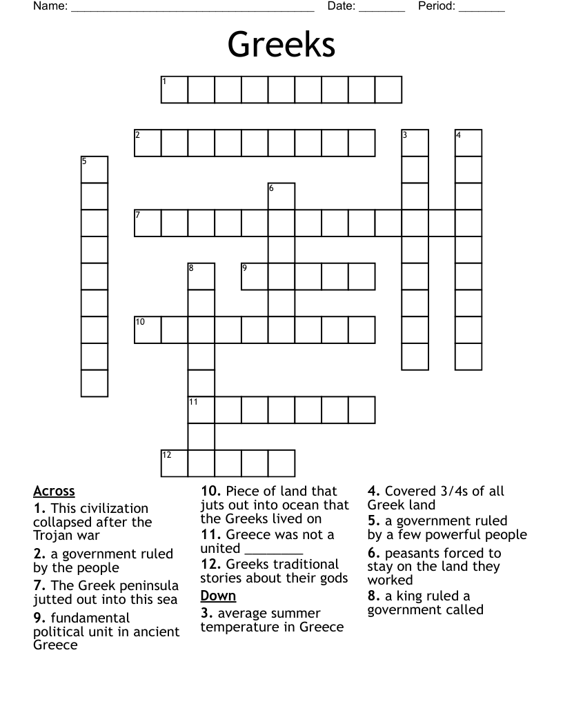 Greeks Crossword