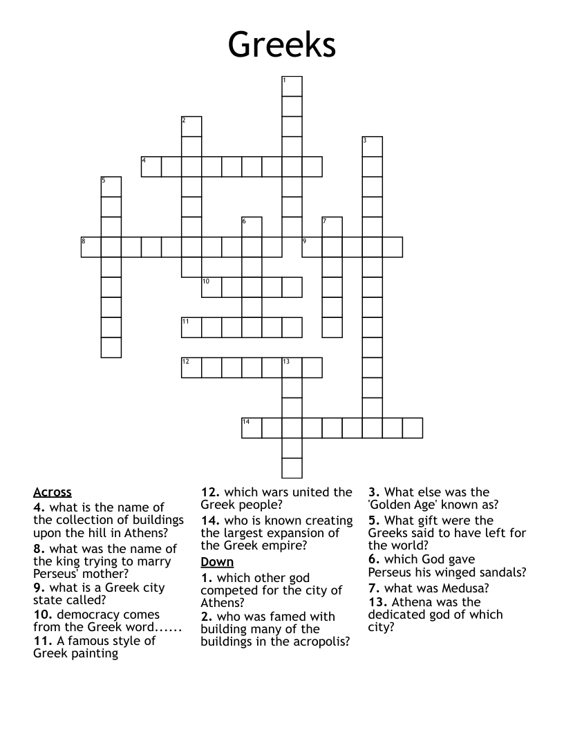 Greeks  Crossword