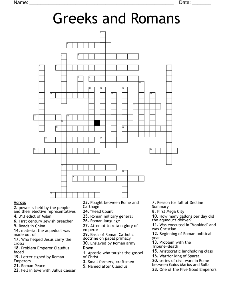 Greeks and Romans Crossword