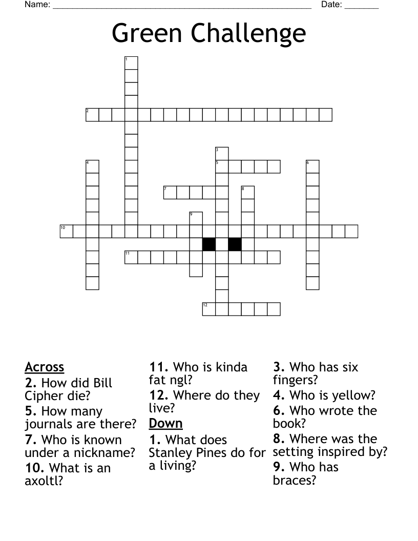Green Challenge Crossword