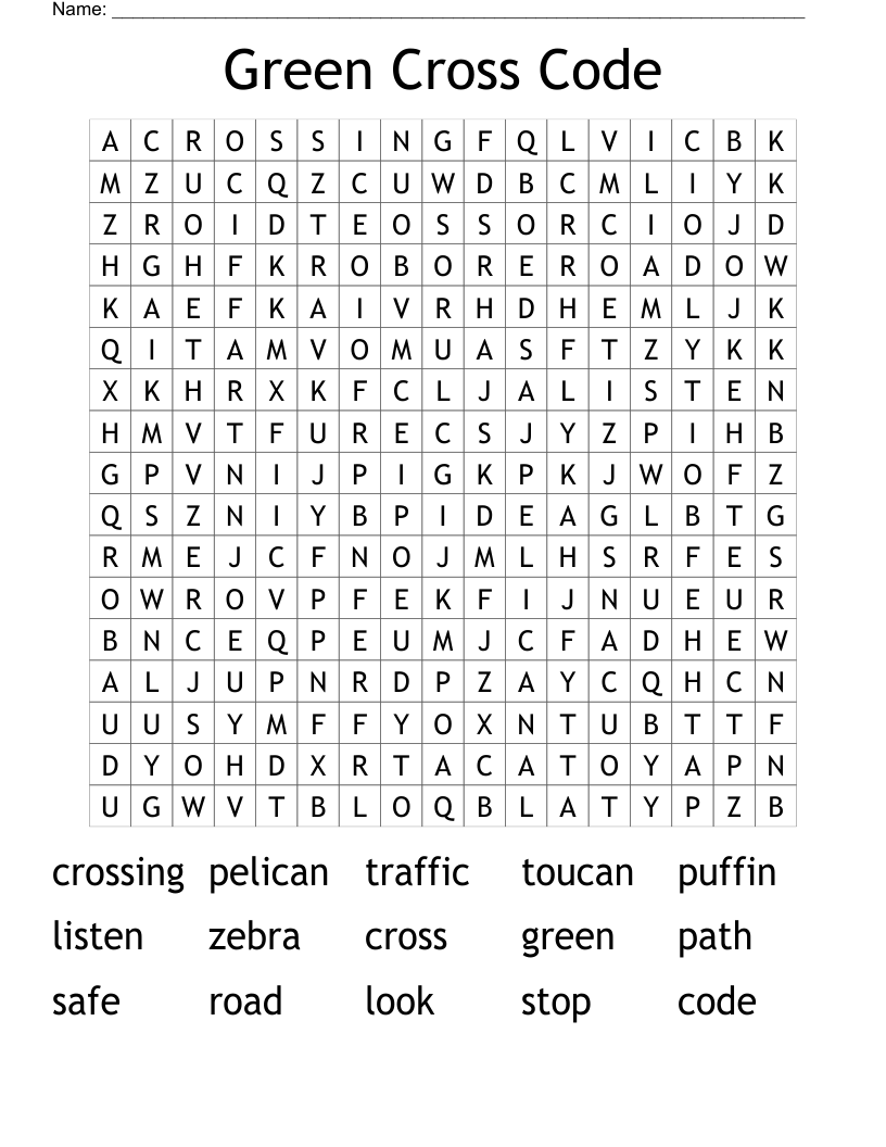 Green Cross Code Word Search