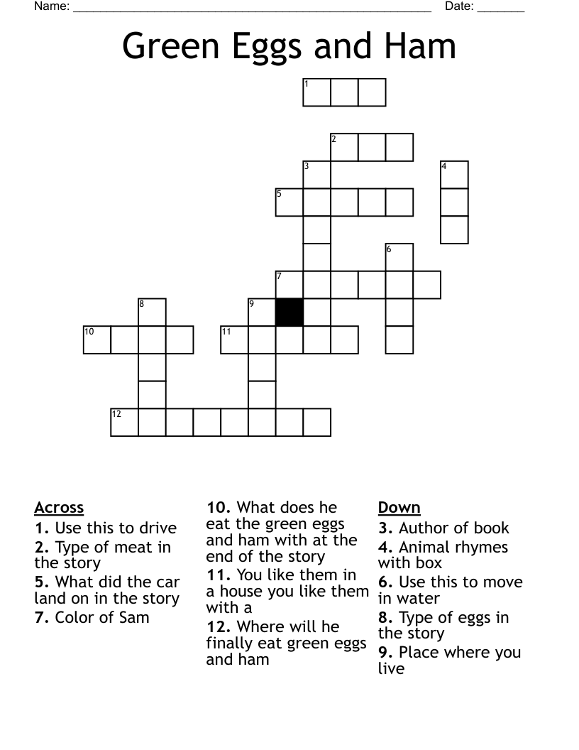 Green Eggs and Ham Crossword