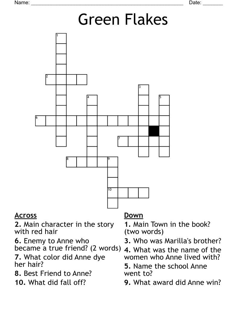 Green Flakes Crossword