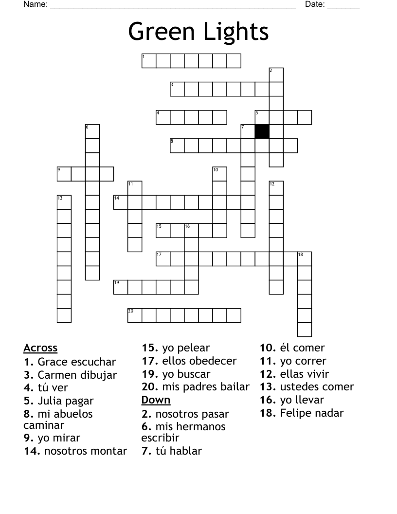 Green Lights Crossword