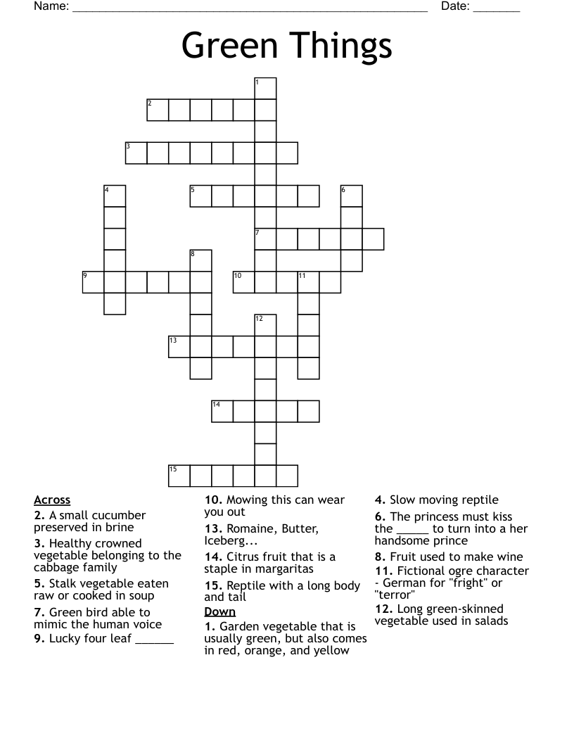 Green Things Crossword