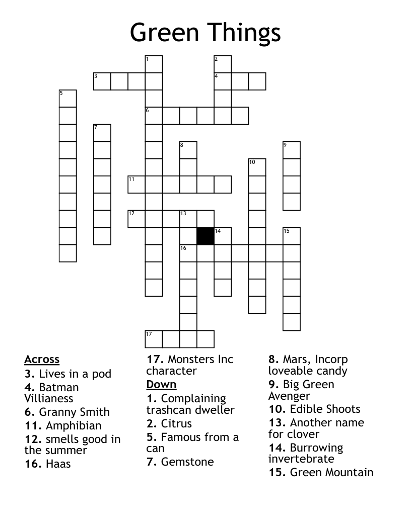 Green Things Crossword