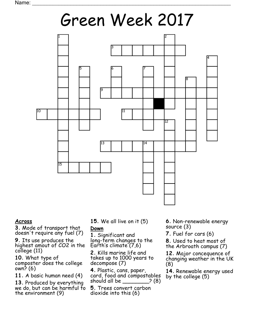 Green Week 2017 Crossword