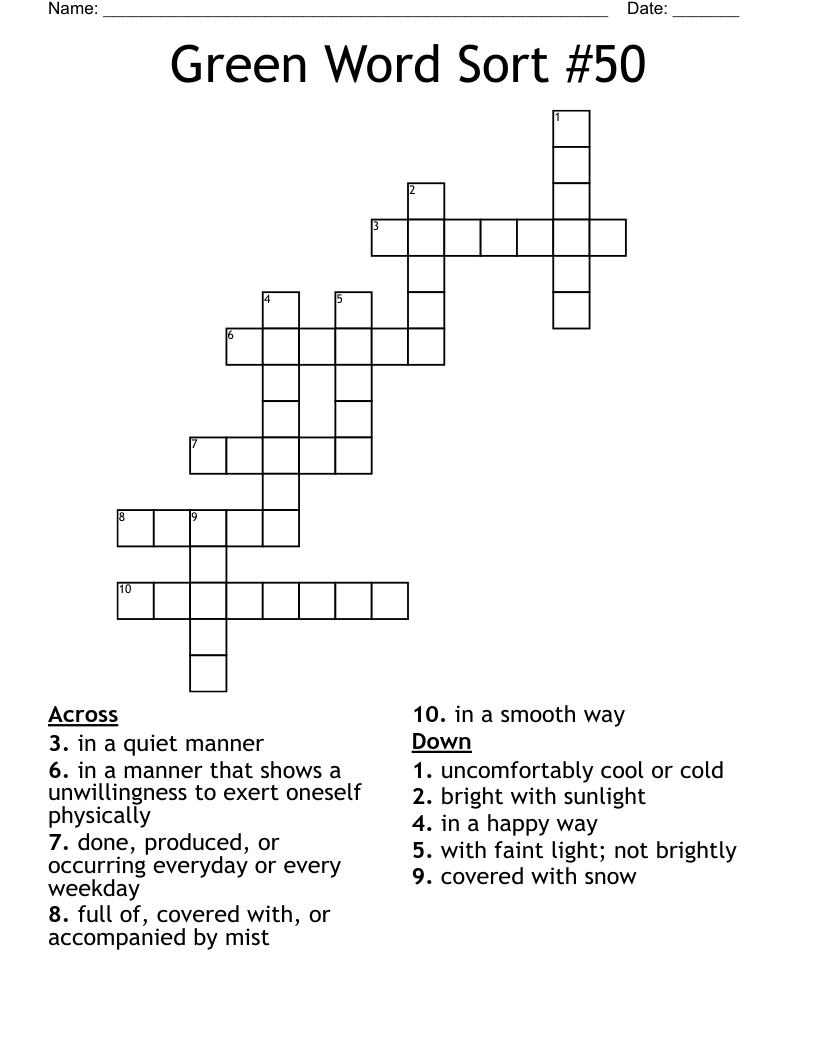 Green Word Sort #50 Crossword