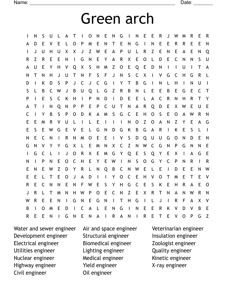 Green arch  Word Search