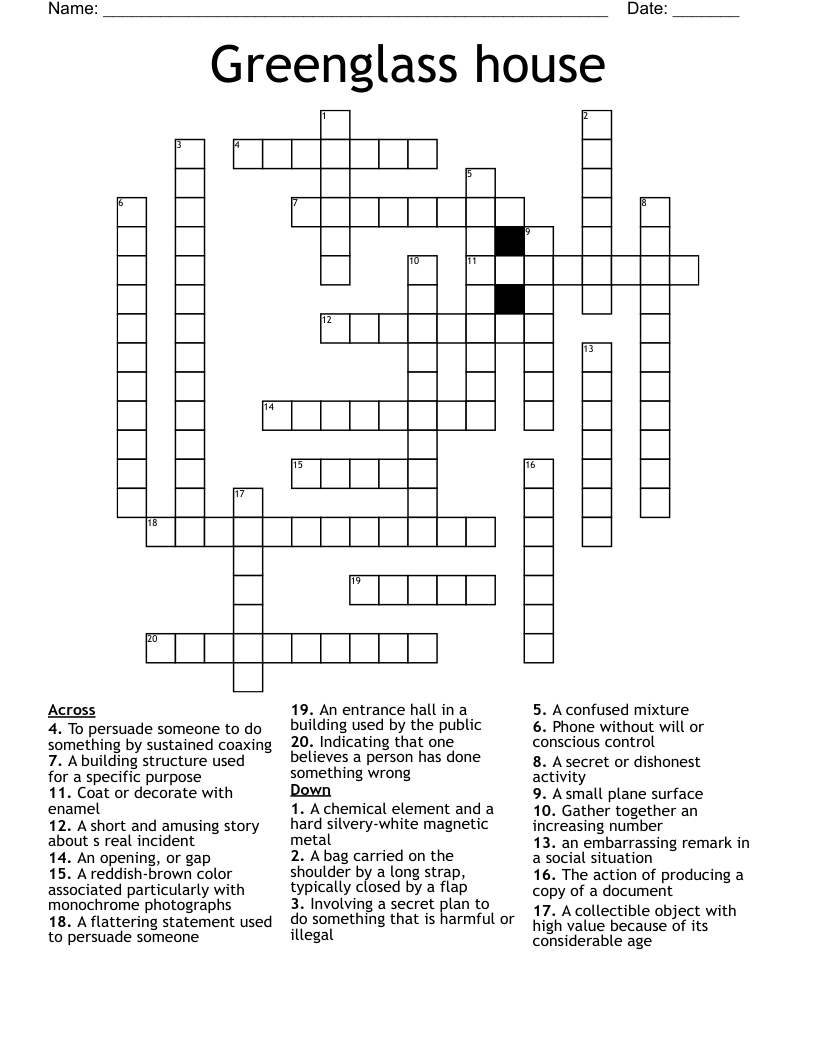 Greenglass house  Crossword