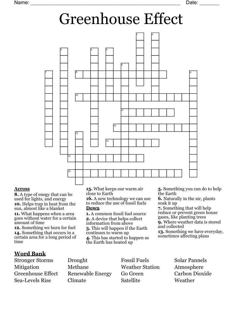 Greenhouse Effect Crossword
