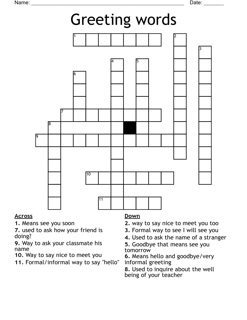 Greeting words Crossword