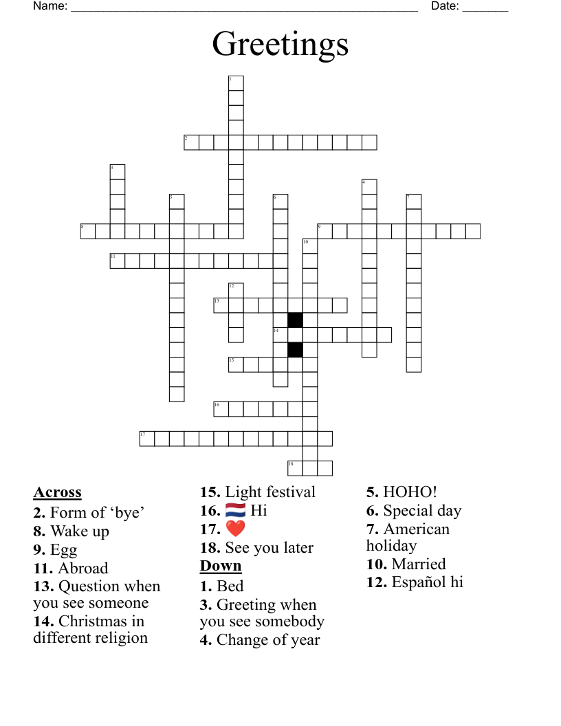 Greetings Crossword