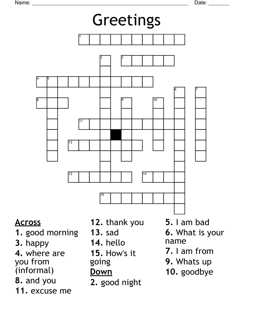 Greetings Crossword