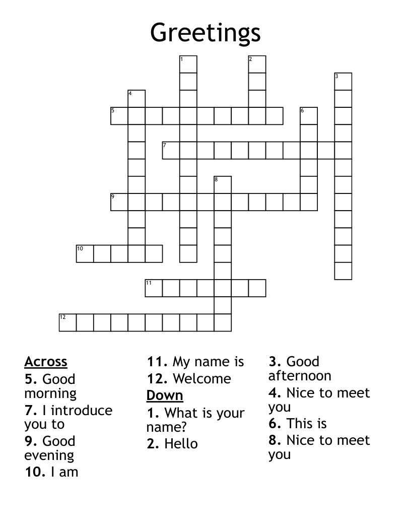 Greetings Crossword