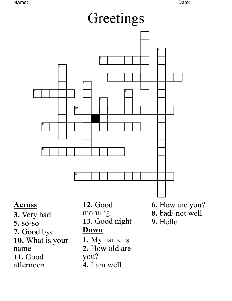 Greetings Crossword