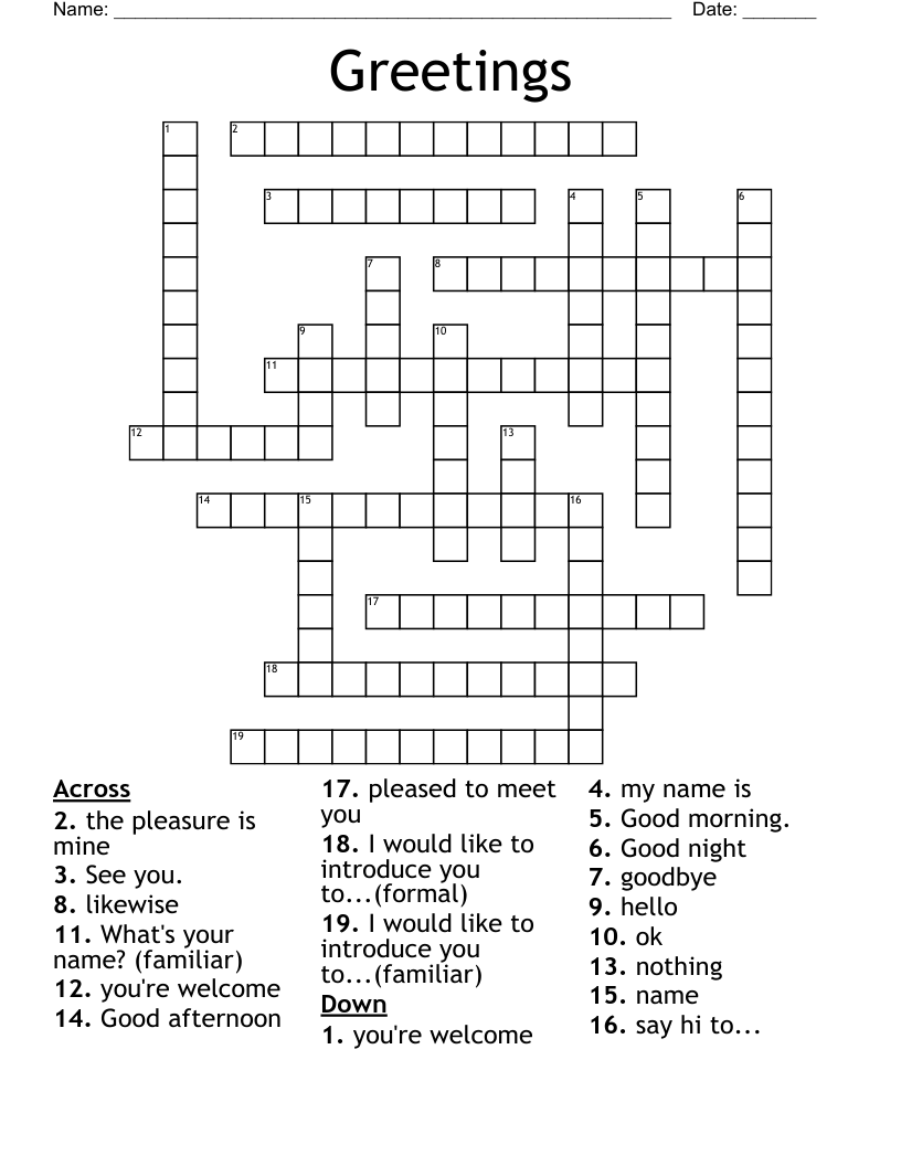 Greetings Crossword