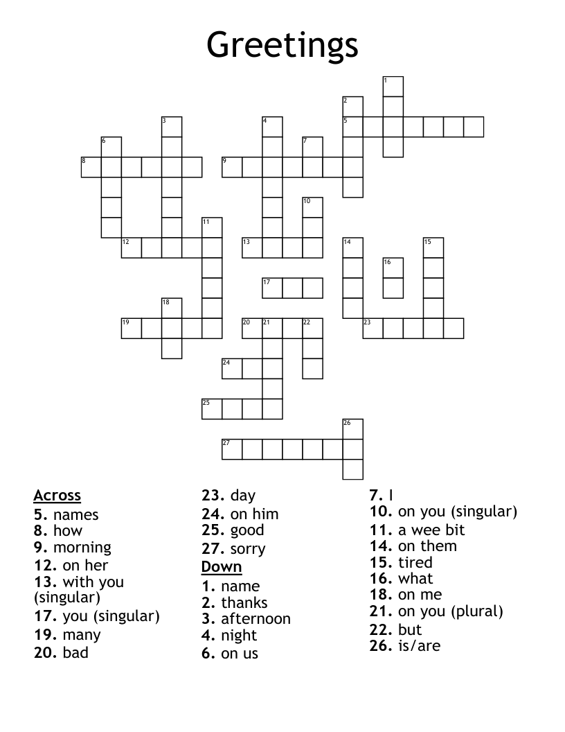 Greetings Crossword