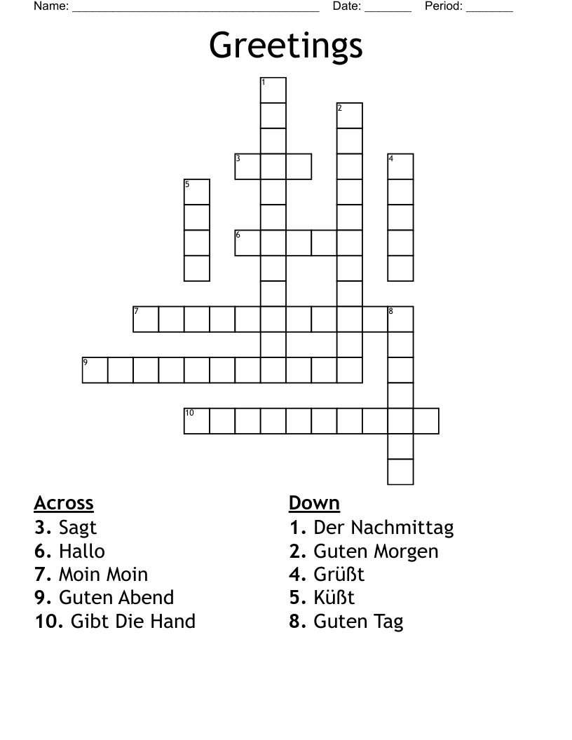 Greetings Crossword