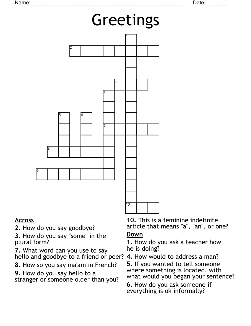 Greetings  Crossword