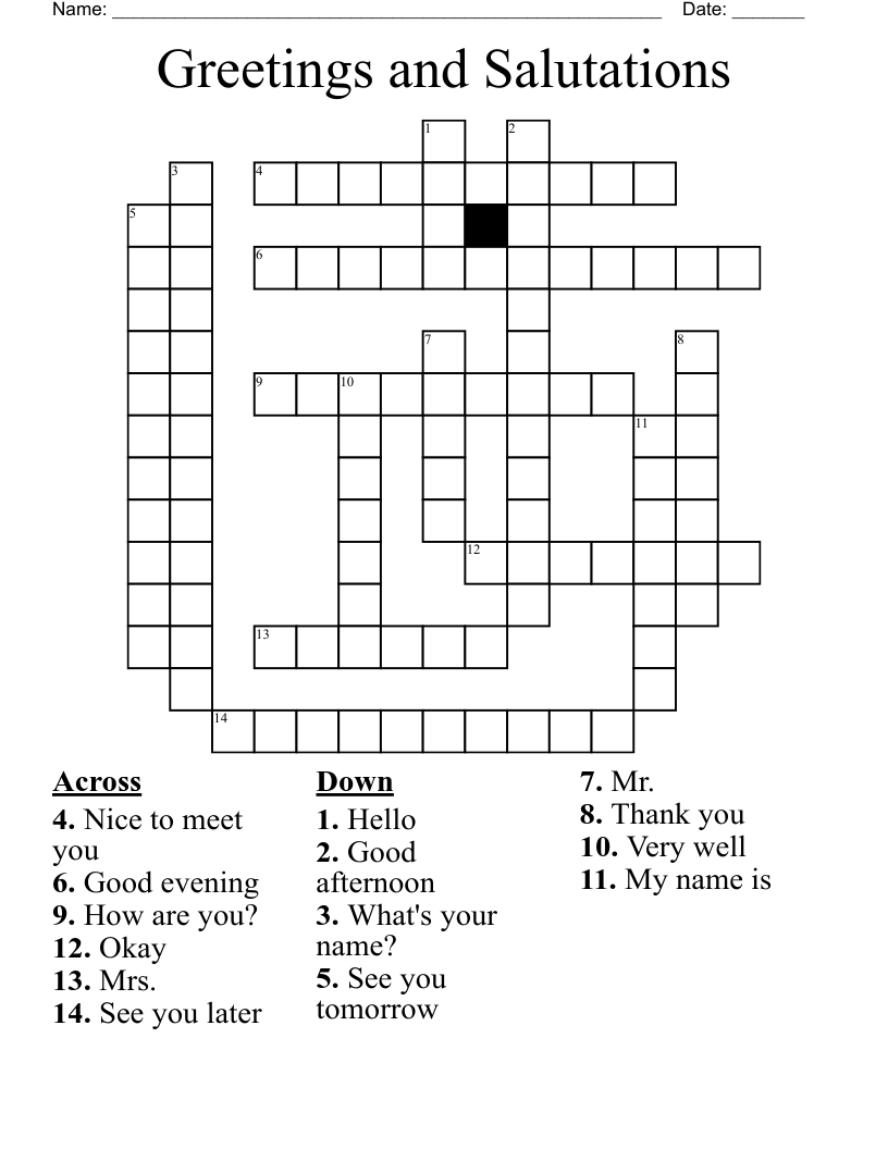 Greetings and Salutations Crossword