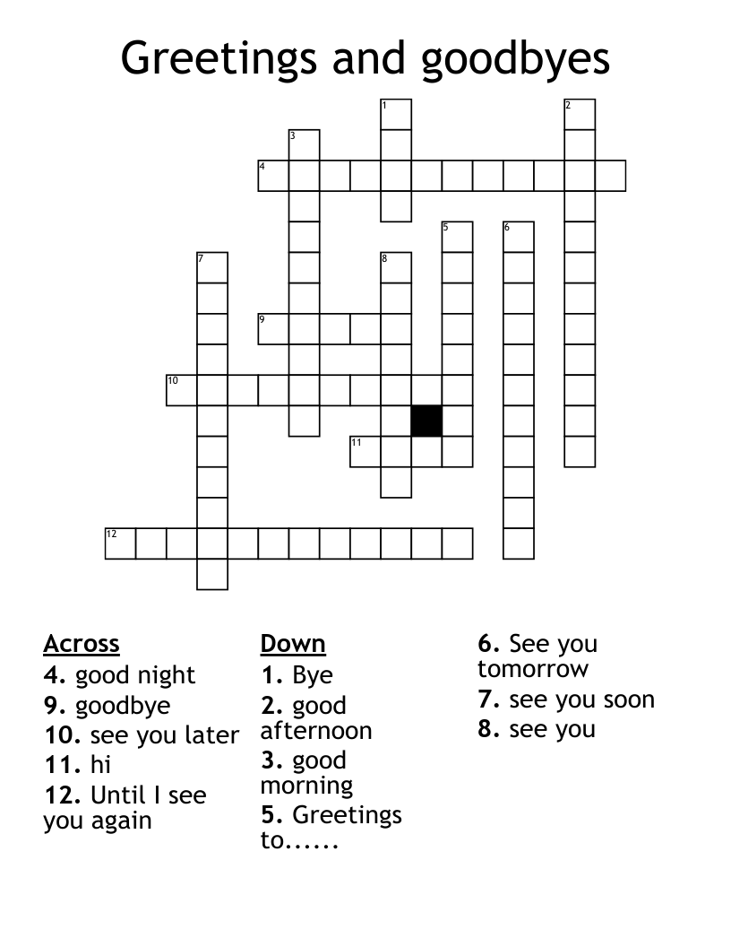 Greetings and goodbyes Crossword
