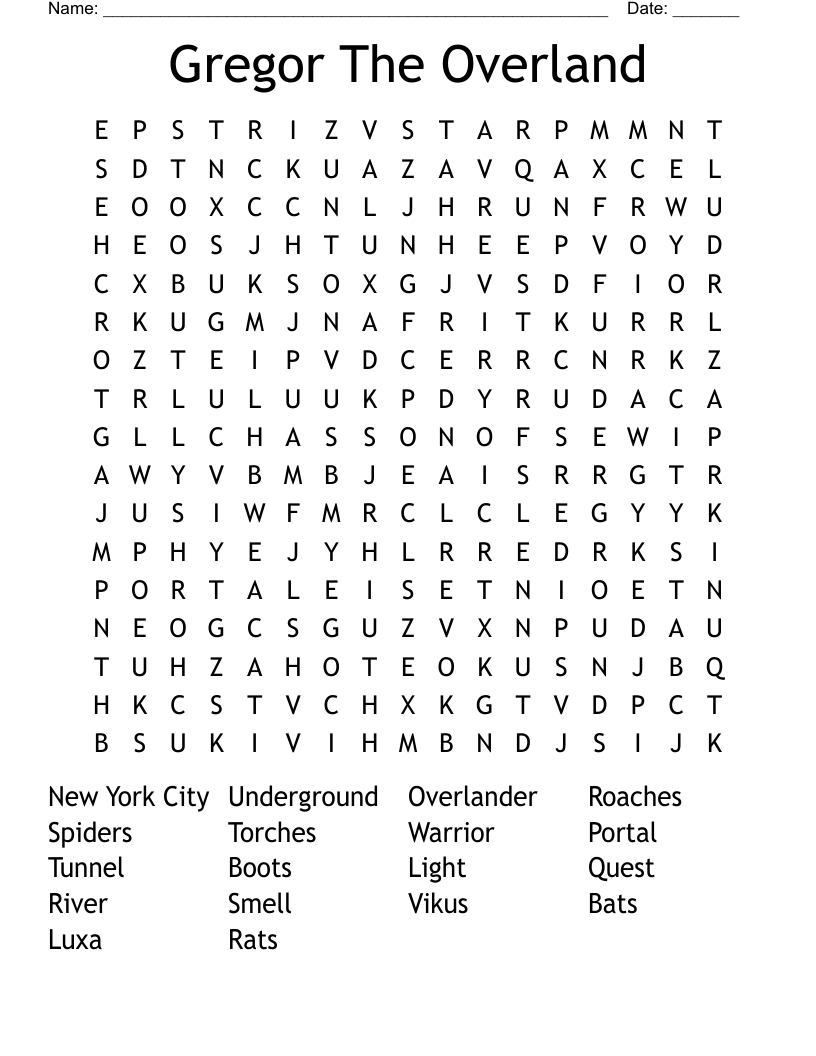 Gregor The Overland Word Search